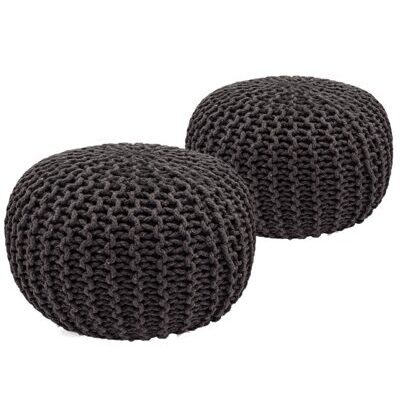 Pouf Grobstrick Optik 55 cm x 37 cm grau & grau