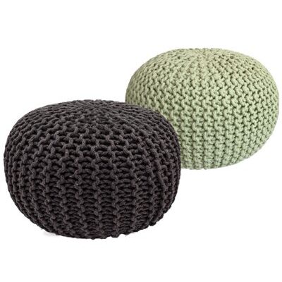 Pouf Grobstrick Optik 55 x 37 cm grau & neon - 2er Set