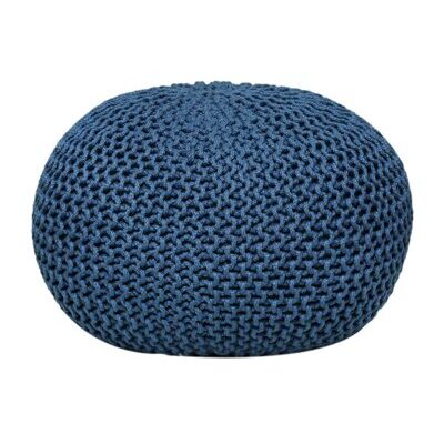 Pouf Premium Strickhocker 55 cm blau - mallard blue