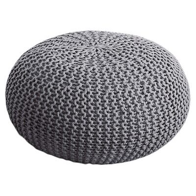 Pouf Premium Strickhocker 55 cm grau silbergrau