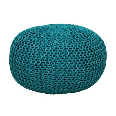 Pouf Premium Strickhocker 55 cm türkis - navigate