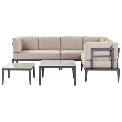 Lounge Set Aluminium grau 6-Sitzer Auflagen beige RIMA III