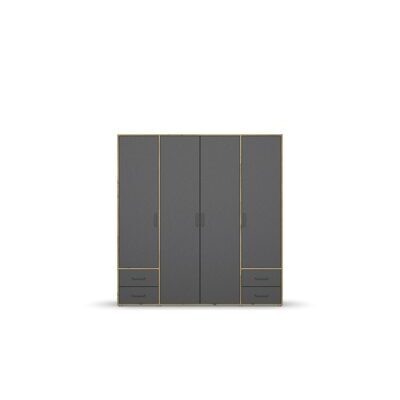 Kleiderschrank VOYAGER Eiche Artisan-Grau Metallic