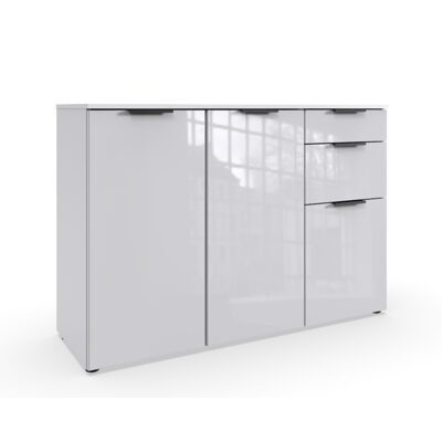 Sideboard POSADAS Glas Weiss-Weiss