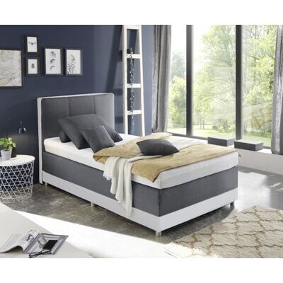 Boxspringbett LUANDA 1 LL 1115 ultra white-Como 11 anthrazit