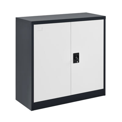 Aktenschrank Ancona 90x40x90 cm mit 3 Ablagefächern und Zylinderschloss Metall Dunkelgrau/Weiss