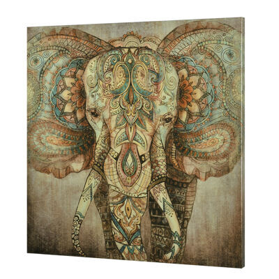 Wandbild 90x90cm Elefant Silberleinwand