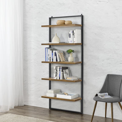 Bücherregal Emmaboda 195x80x30cm mit 5 Ablageflächen Holz / Schwarz