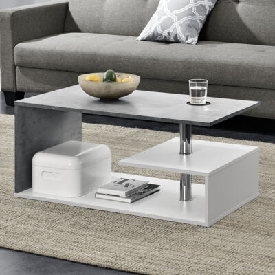 Couchtisch Haarlem 90x50x41 cm Weiss Beton-Optik