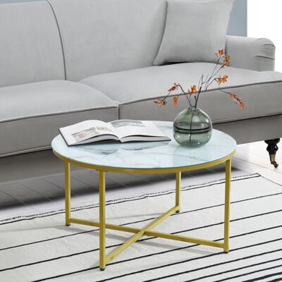 Couchtisch Uppvidinge 45x80cm Marmor, weiss / Gold