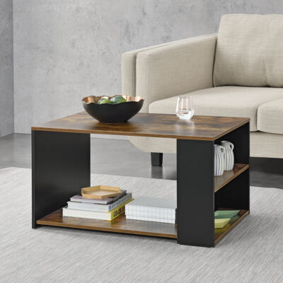 Couchtisch Filipstad 43x71x56 cm Schwarz mit Eichen-Optik