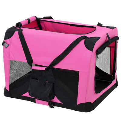 Hundetransportbox M PINK Faltbar Transportbox Hunde Box Trage Tasche