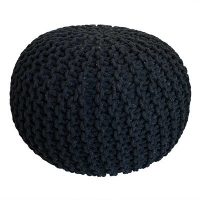 Pouf 55 cm Grobstrick Optik extrahoch 37 cm black & white