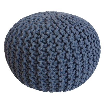 Pouf 55 cm Grobstrick Optik extrahoch 37 cm blau