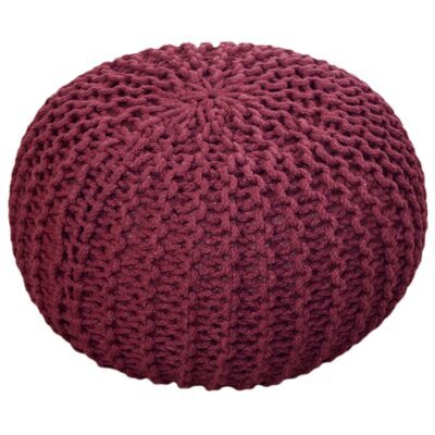 Pouf 55 cm Grobstrick Optik extrahoch 37 cm bordeaux