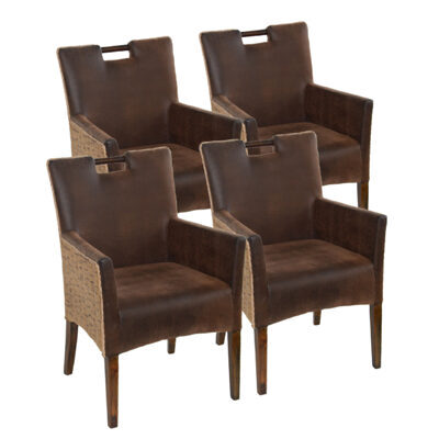 Esszimmerstühle Rattan vollgepolstert prairie brown - 4er Set