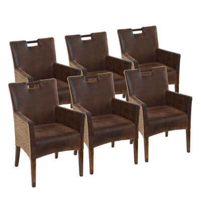 Esszimmerstühle Rattan vollgepolstert prairie brown - 6er Set