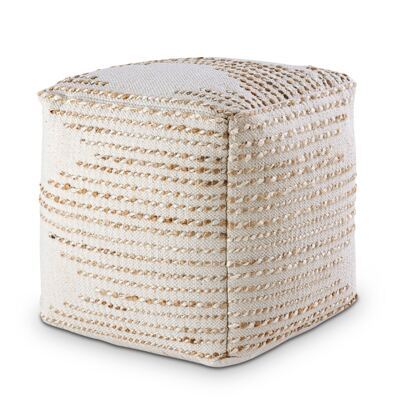 Sitzhocker Jute 45x45x45cm Sitzpouf quadratisch Deko Hocker natur Jutehocker Bodenkissen Fusshocker