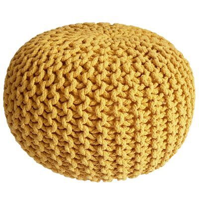 Pouf 45 cm Sitzpouf Grobstrick Optik Höhe 30 cm sonnengelb