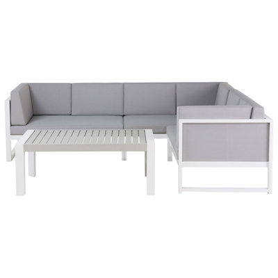 Lounge Set Aluminium weiss 6-Sitzer Auflagen grau CASTELLA