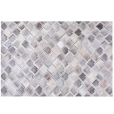 Teppich Kuhfell grau 160 x 230 cm geometrisches Muster Kurzflor AGACLI