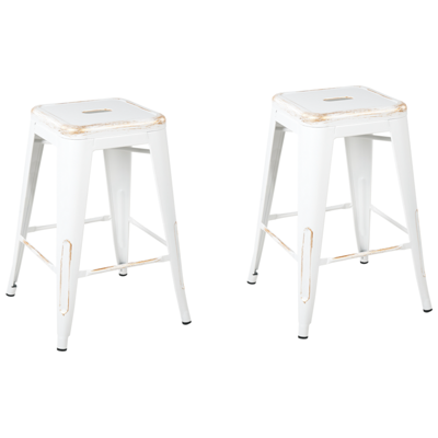 Hocker weiss-gold Höhe 60 cm 2er Set CABRILLO