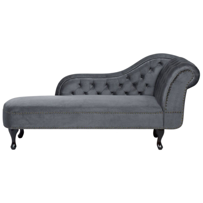 Chaiselongue Samtstoff grau rechtsseitig NIMES