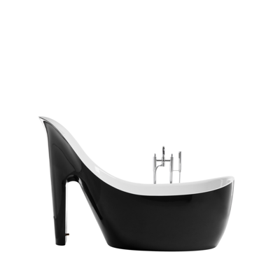 Badewanne freistehend schwarz-weiss High Heel 180 x 80 cm COCO