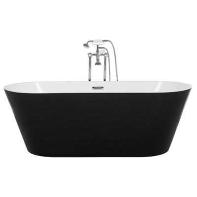 Badewanne freistehend schwarz-weiss oval 170 x 70 cm CABRITOS