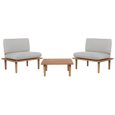 Lounge Set Akazienholz hellbraun 2-Sitzer Auflagen hellgrau FRASCATI