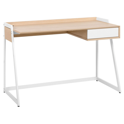 Schreibtisch weiss / heller Holzfarbton 120 x 60 cm QUITO