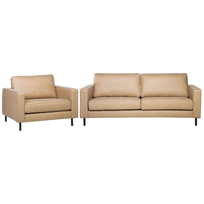 Sofa Set Lederoptik beige 4-Sitzer SAVALEN