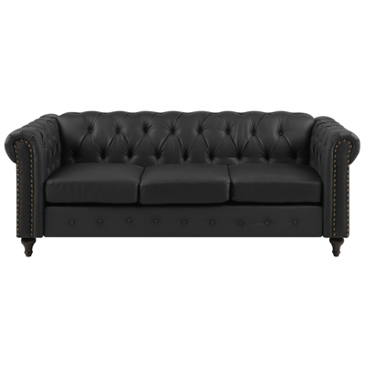 3-Sitzer Sofa Kunstleder schwarz CHESTERFIELD