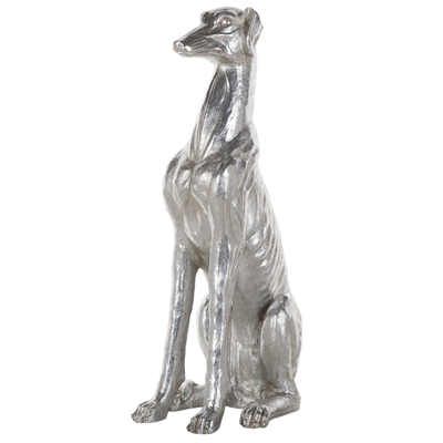 Dekofigur Kunstharz silber Hund glänzend 80 cm GREYHOUND