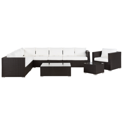 Lounge Set Rattan braun 8-Sitzer Auflagen beige XXL