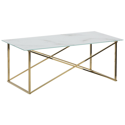 Couchtisch weiss / gold Marmor Optik 100 x 50 cm EMPORIA