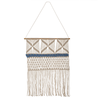 Wanddekoration Makramee beige/blau KALADY