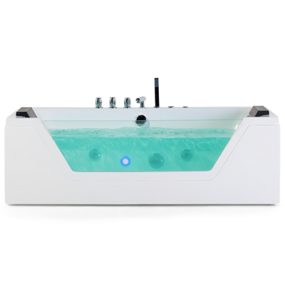 Whirlpool Badewanne weiss LED Unterwasserbeleuchtung 153 x 71 cm SAMANA