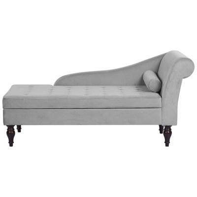 Chaiselongue Samtstoff hellgrau mit Bettkasten PESSAC