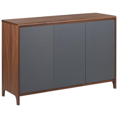 Sideboard dunkler Holzfarbton / grau 3 Türen MEDFORT