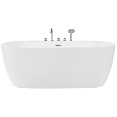 Badewanne freistehend weiss mit Armatur oval 170 x 80 cm ROTSO