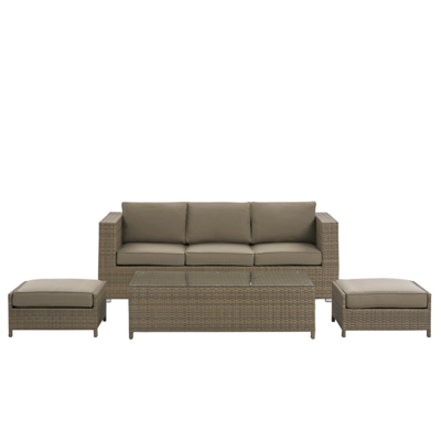 Lounge Set Rattan braun 5-Sitzer mit Auflagen BELLUNO