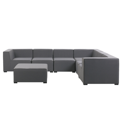 Lounge Set Polsterbezug grau 7-Sitzer linksseitig AREZZO