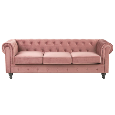 3-Sitzer Sofa Samtstoff rosa CHESTERFIELD