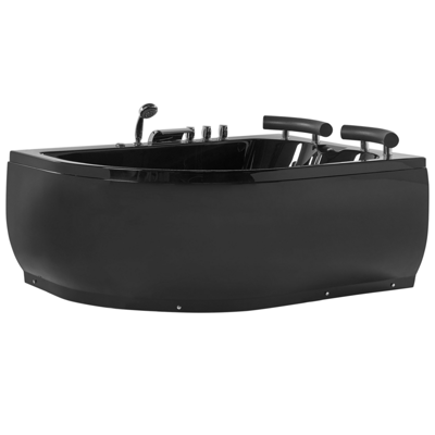 Whirlpool Badewanne schwarz Eckmodell mit LED  links 160 x 113 cm PARADISO