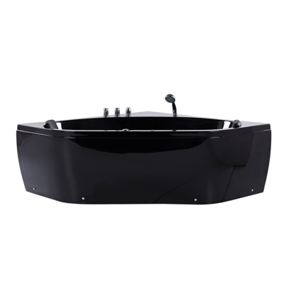 Whirlpool Badewanne schwarz Eckmodell mit LED 140 x 140 cm MEVES