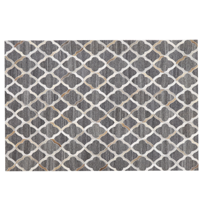 Teppich Kuhfell grau / beige 160 x 230 cm Patchwork Kurzflor ROLUNAY