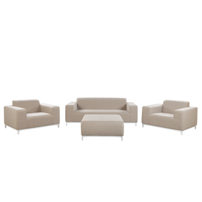 Lounge Set Polsterbezug beige / weisses Gestell 5-Sitzer ROVIGO