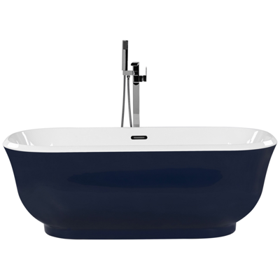 Badewanne freistehend marineblau oval 170 x 77 cm TESORO