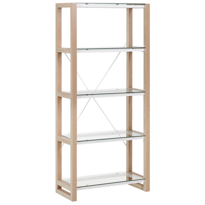 Bücherregal heller Holzfarbton Glas 4 Fächer JENKS